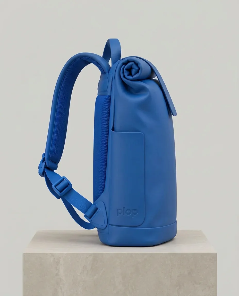 plop Roll Top waterproof kids backpack in Sea blue