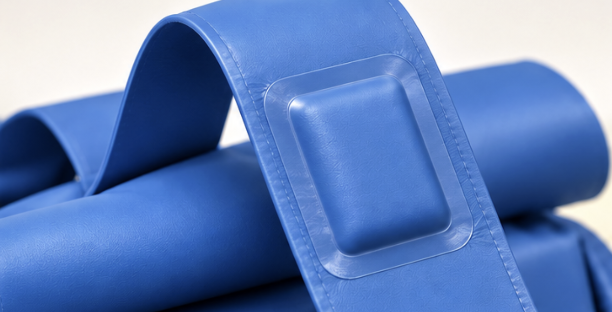 Close-up of the hidden magnetic closure on the backpack